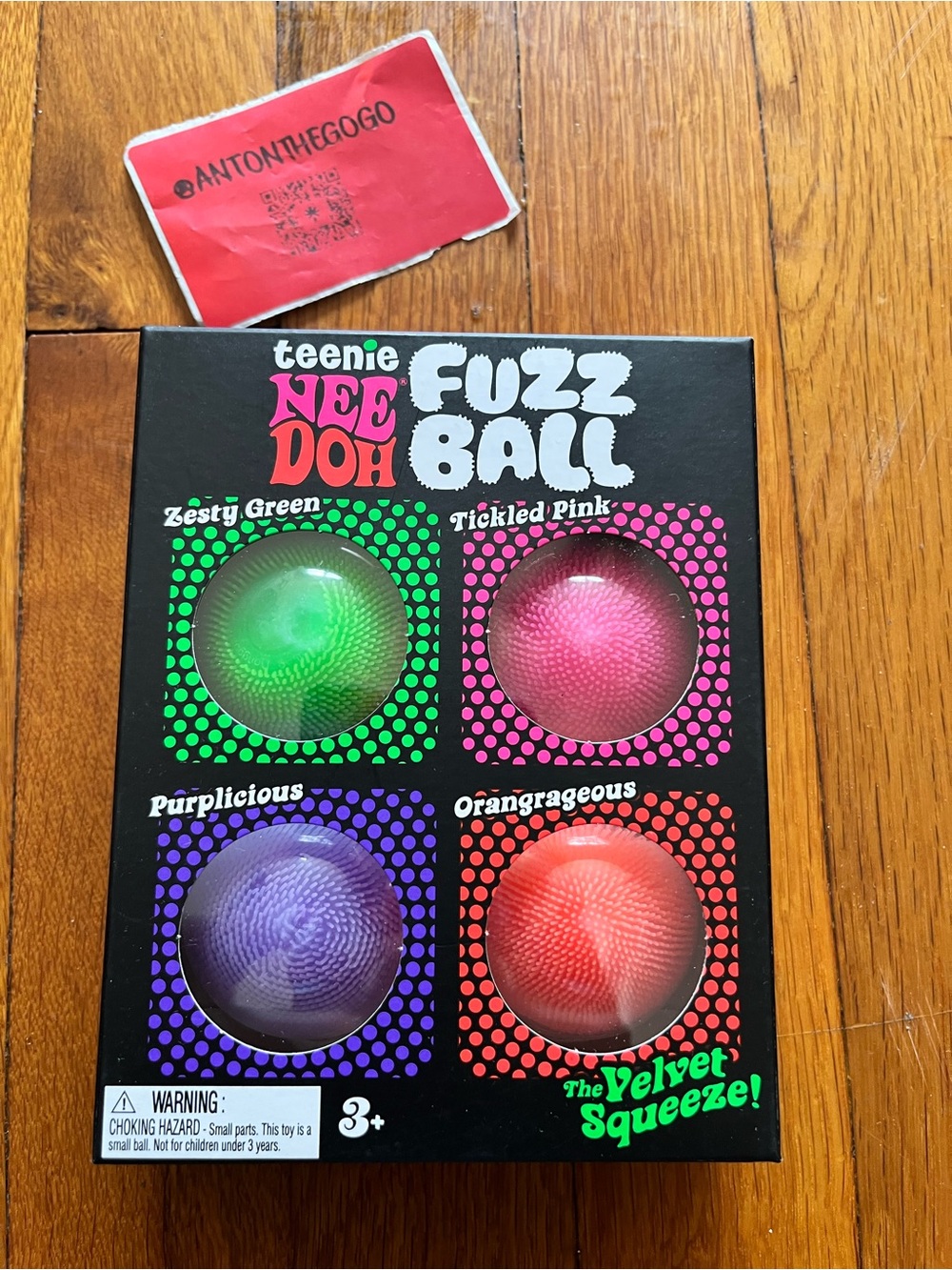 Nee Doh Fuzz Squeeze Ball Velvet Texture Green Pink Purple Orange Set 4 Teenie
